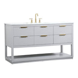 Elegant Decor Larkin 60 Solid Wood Mdf Single Bathroom Vanity In Gray Finish