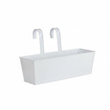 Heavenglow Rectangular Hanging Planter SpaceSaving Balcony Railing Planter Easy To Hang Metal Hanging Flower Pot For Indoor, Wh
