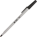 Business Source 37501 Ballpoint Stick Pens, Med Pt, Lt Gray Barrel/ Black Ink