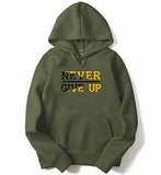 Adro Never Give Up Design Printed Hoodies/Sweatshirts For Men & Women (H20-M-Ngu-Ol_Olive_L)