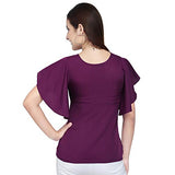 Oomph! Women'S Crepe Tunic Top - Eggplant Purple,Eggplant PurpleApparel,M