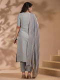 Gosriki Women'S Rayon Blend Printed Straight Kurta With Pant & Dupatta (Nukad Grey-Nw-Gs_Xl_Grey_X-Large),Grey,,B0CYH969LQ