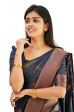 Flosive Womens Present Banarasi Soft Lichi Silk Saree Beautiful Jacquard Rich Pallu Design Work Zari Woven Kanjivaram Silk Style