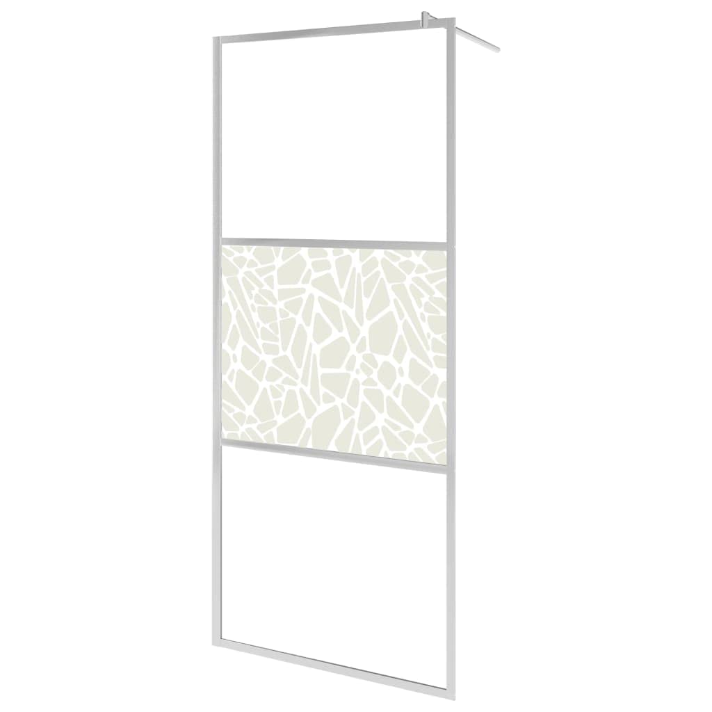 'Vidaxl Walk-In Shower Wall - Elegant Modern Design With Stone Embellishment, Adjustable Size To Fit Any Bathroom Layout, Easy To Clean Esg Glass, With Heavy-Duty Aluminum Frame