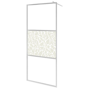'Vidaxl Walk-In Shower Wall - Elegant Modern Design With Stone Embellishment, Adjustable Size To Fit Any Bathroom Layout, Easy To Clean Esg Glass, With Heavy-Duty Aluminum Frame