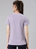 Enamor Women'S Striped Relaxed T-Shirt (A3S1_Soft Lilac Stripe Choose Love Graphic L)