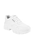 Shoeopia Lace-Up Detail White Chunky Sneakers For Women & Girls /Uk4,White,4,B0BV6Z7MZD
