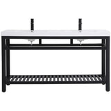 Elegant Decor Raya 60 Double Resin Top Metal Bathroom Vanity In Black
