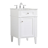 Elegant Decor Park Avenue 21 Metal MDF Marble Single Bathroom Vanity in White
