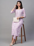 Anni Designer Women'S Cotton Blend Printed Straight Kurta With Pant Pack Of 2 (Combo-Mukh-Kidya_Multicolor_Large),Multicolour,L,Cotton Blend,Straight,Kurta