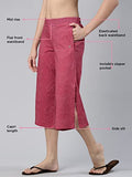 Enamor Ea64 Mid-Rise Shop In Culottes For Women With Side Slits And All Over Print,Strawberry - Ditsy DApparel,XL