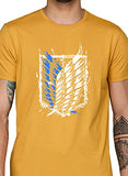 Adro Mens Attack On Titan Cotton T-Shirt (L, Mustard)
