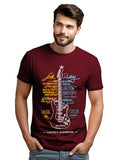 Adro Guitar Design Printed T-Shirt For Men - 100% Cotton, Regular Fit, Soft Breathable Fabric | Rn23-M-Gtr-Mr-Xl Maroon