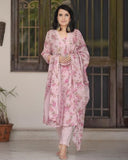 Anni Designer Women'S Rayon Blend Straight Printed Kurta With Pant & Dupatta (Midon Pink_Xxl_Pink_Xx-Large),Pink,2XL,,,