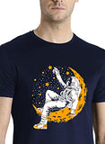 Adro Astronaut Graphic Design Mens Printed T-Shirts (Rnr-M-Moon-Nb_Navy_L)