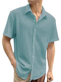 Leriya Fashion Textured Shirts for Men || Casual Shirt for Men || Shirt for Men|| Men Stylish Shirt || Men Fancy Shirt || Men Half Sleeve Shirt || Plain Shirts for Men (Medium Blue),Blue