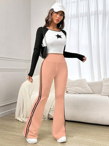 Toplot Women'S Flare Leg Bell Bottom Pants Trouser (Pant-5159-Peach-32),Peach,32,B0CVN83SJX