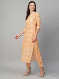 Gosriki Women'S Cotton Blend Printed Straight Kurta With Pant (Alohi Orange-N2W-Gs_S_Orange_Small),Orange,,B0C8DKYSJL