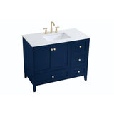 Elegant Decor Sommerville 42 Steel And Wood Single Bathroom Vanity In Blue