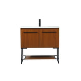 Elegant Decor Sloane 36 Mdf And Steel Single Bathroom Vanity In Teak
