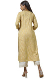 Soch Womens Beige Rayon Foil Print Kurta With Gotta Patti Beige L