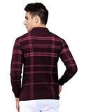 Eyebogler Men'S Polo Neck Full Sleeves Wine Milange Printed T-Shirt,Wine MilangeApparel,2XL
