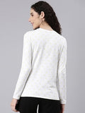 Enamor Women'S Geometric Slim Fit T-Shirt (E257_Bright White-Dandelion Aop,Bright White-DandeliApparel,XL