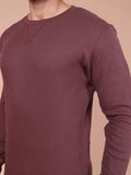 Colors Waffle Texture Full Sleeve T-Shirt For Men - 100% Cotton Ribbed Crew Neck Breathable Fabric Enhanced Texture Super Stretchable Label-Free Comfort Anti-Fungal Dye. Pack Of 1 Stone Brown,Stone BrownApparel,XL