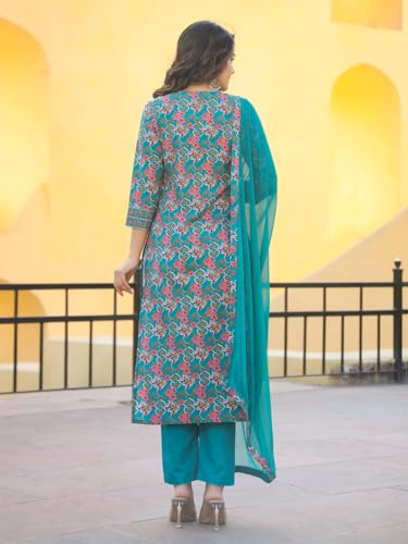 Gosriki Women'S Rayon Blend Straight Printed Kurta With Pant & Dupatta (Shaniya Green-Vks04-Gs_Xl_Green_X-Large),Green,,B0DCKBSFNF