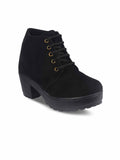 Shoetopia Womens Block Heel Boots, black, 3 UK