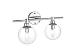 Living District Jaelynn 2-Light Iron & Glass Bath Sconce In Brass/Clear