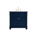 Elegant Decor Wesley 36 Steel And Solid Wood Single Bathroom Vanity Set In Blue