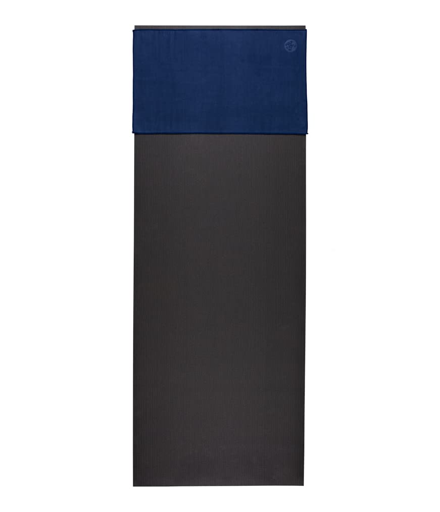 Manduka eQua Yoga Hand Towel - Quick Drying Microfiber, Lightweight, Yoga Accessories Easy for Travel, 16 Inch (40cm), Midnight
