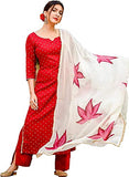 Gosriki Women'S Rayon Kurta Pant With Dupatta (Red_Xl-Go Xx-Large) X Large,Red,,B08PDDFLSK