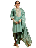 Libas Women'S Silk Blend Kurta Set (Gs939_Green