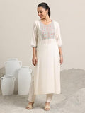 Libas Women'S Viscose Rayon Floral Straight Kurta (29456O Off White
