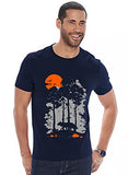 Adro Mens Sun Printed Cotton T-Shirt (Rn22-1-Sun-Nb_Navy_S)