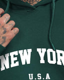 ADRO Hoodie for Men 320 GSM Soft Cotton Hoodies Long Lasting Prints New York Hoodie for Winter | Mens Hoodies | Sweatshirt for Men|H24-NEW-GRN-2XL Green,Green