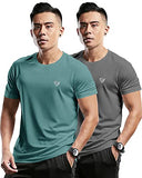 Eyebogler Mens Round Neck Half Sleeve Solid Dry Fit Tshirt Pack Of 2,Moss Green::Night OwApparel,S