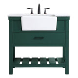 Elegant Decor Clement 36 Wood Single Bathroom Vanity In Green