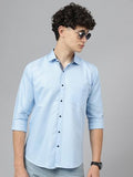 Lookmark Men'S Trendy Cotton Spread Collar Full Sleeve Solid Shirt ||Plain Shirt For Men||Az-Lm-P1-Shirt 07-Xl Sky Blue
