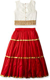 A.T.U.N Girls Synthetic Readymade Lehenga Choli(Glhg Got Ivr_12-13_Ivory-Red_12 Years-13 Years)