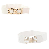 Style Shoes Women Cotton Waist Belts | Elastic Stretchy Wide Belts For Dress, Coat, Jumpsuit | Combo Pack Of 2 (White And White)