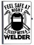 Udnag Ruled Notebook Diary Welder | Feel Safe At Night, [A5 80Pages 80Gsm]