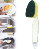 BLINE Soap Dispensing Dishwand with Handle Dish Scrubber with Refillable Soap Tank and Tough Scrubber Pads for Kitchen, Sink,
