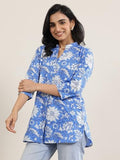 Libas Women'S Cotton Floral Printed Straight Kurti (29663_Blue_Xl)