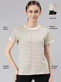Enamor Women'S Striped Relaxed T-Shirt (A3S1_Soft Brige Choose Love Graphic M)