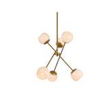 Living District Axl 6-Light Mid-Century Metal Pendant In Brass And White