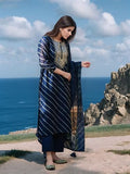 Gosriki Women'S Rayon Viscose Straight Leheriya Printed Kurta With Pant & Dupatta (Doremi Navy-Vks05-Gs_L_Navy_Large),Navy Blue,,B0F911FNWL