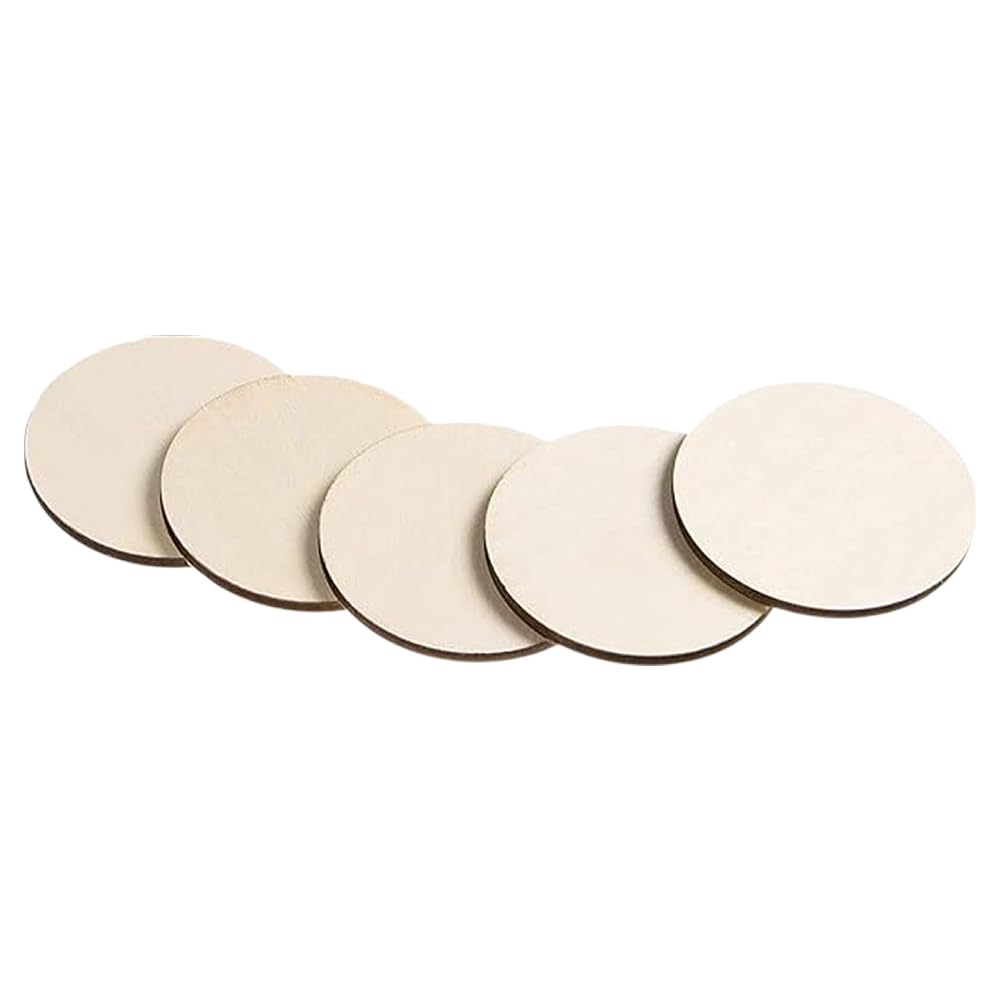 5 Pcs Unfinished Wood Circle 6 inch Wood for Craft 0.1 Thickness Slices Round Disc Natural Cutout Ornaments Ideal for Decorati